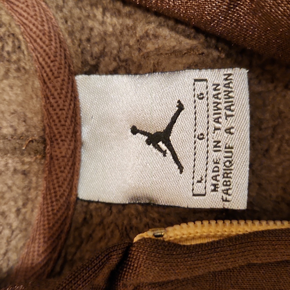 Air Jordan Embroidered Jumpman Logo Full Zip Sweater Vintage Y2K Brown And Gold - Picture 11 of 15